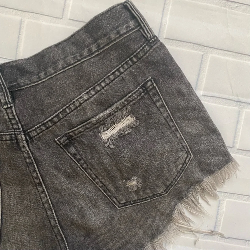 Free People We The Free Gray Faded Denim Cutoff Jean Shorts - Picture 6 of 8